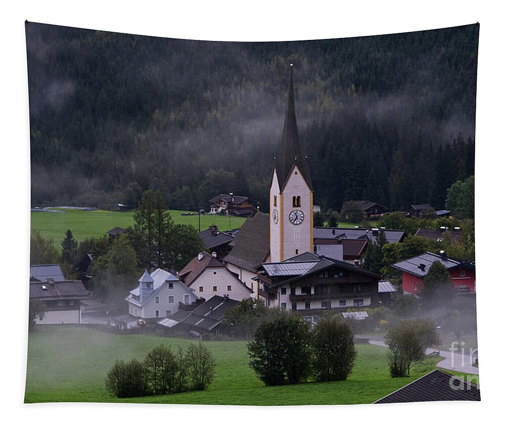 Alps Tapestry featuring the photograph Alpine village Austria by Lidija Ivanek - SiLa