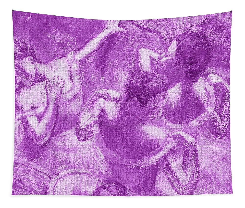 Purple Tapestry featuring the painting Amazing Ballerinas Degas Study Fantasy In Purple by Irina Sztukowski