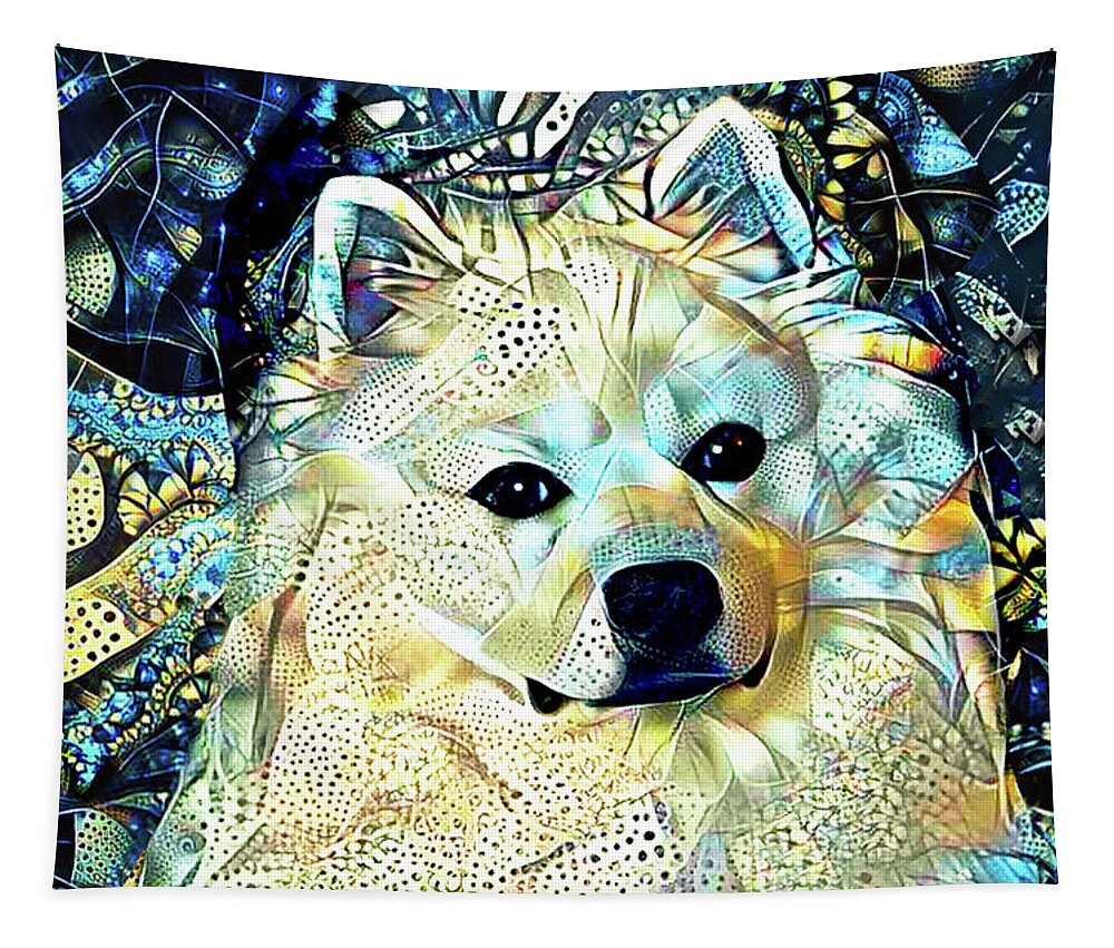 American Eskimo Dog Tapestry featuring the digital art American Eskimo Dog Art by Peggy Collins