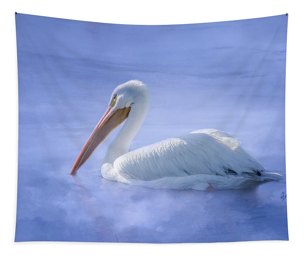 American White Pelican Tapestry featuring the photograph American White Pelican Daydreaming by Debra Martz