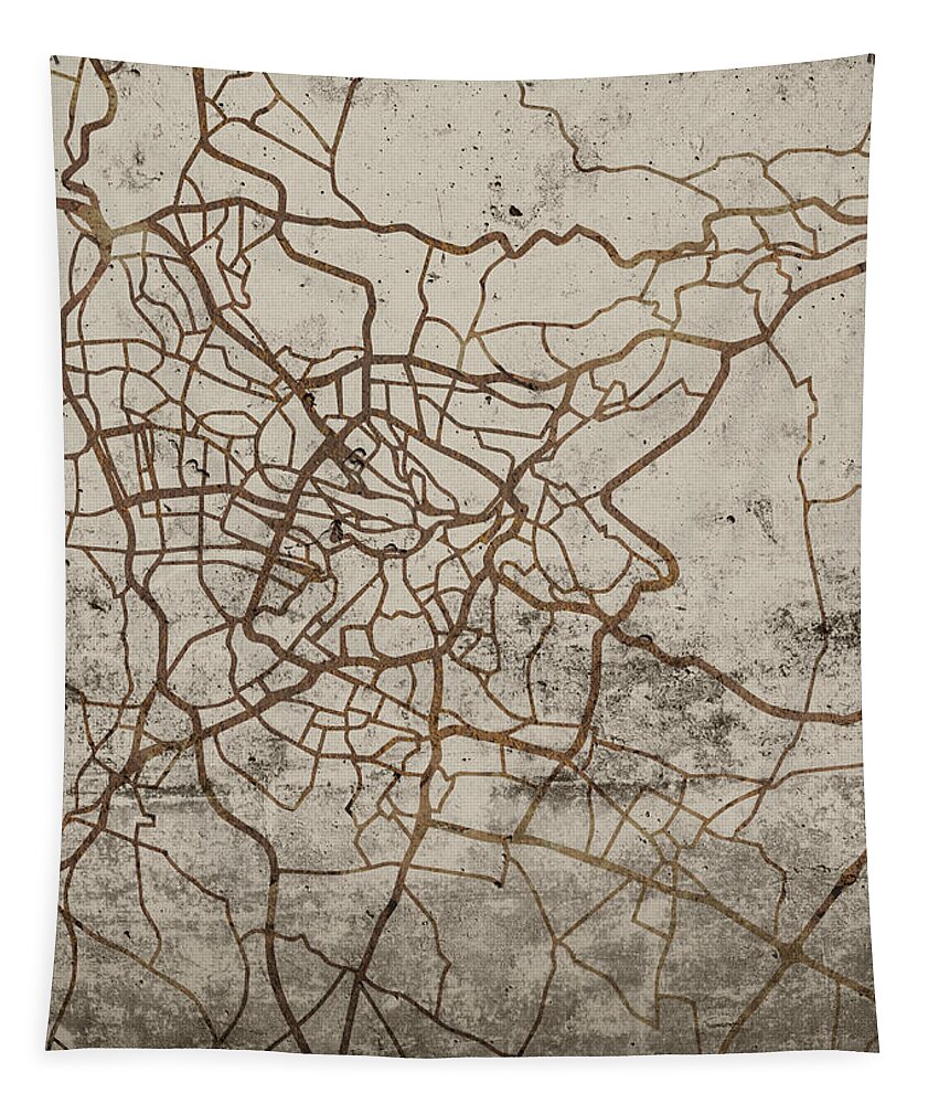 Amman Jordan Rusty Vintage City Street Map on Cement Background Tapestry by  Design Turnpike - Instaprints