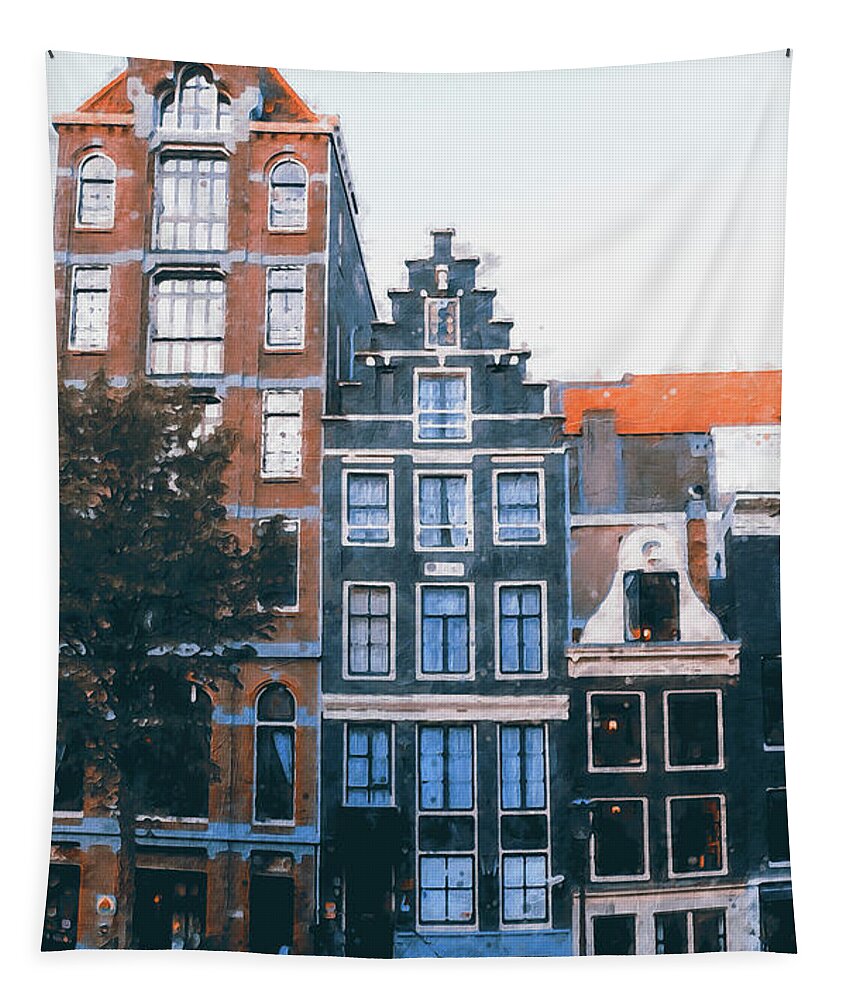 Amsterdam Colors Tapestry featuring the painting Amsterdam - 21 by AM FineArtPrints