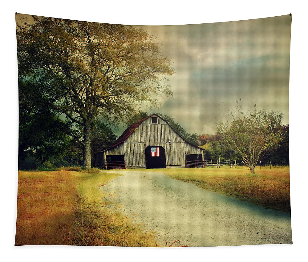 Barn Tapestry featuring the photograph An American Dream by Julie Hamilton