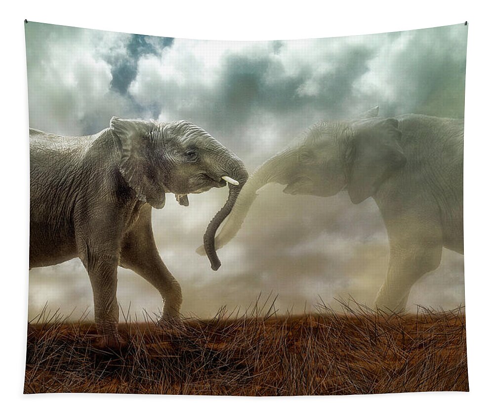 Elephant Tapestry featuring the digital art An Elephant Never Forgets by Nicole Wilde