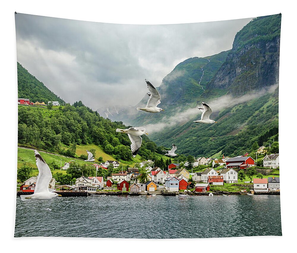 Norway Tapestry featuring the photograph An Idyllic Village On The Edge Of A Fjord by Elvira Peretsman