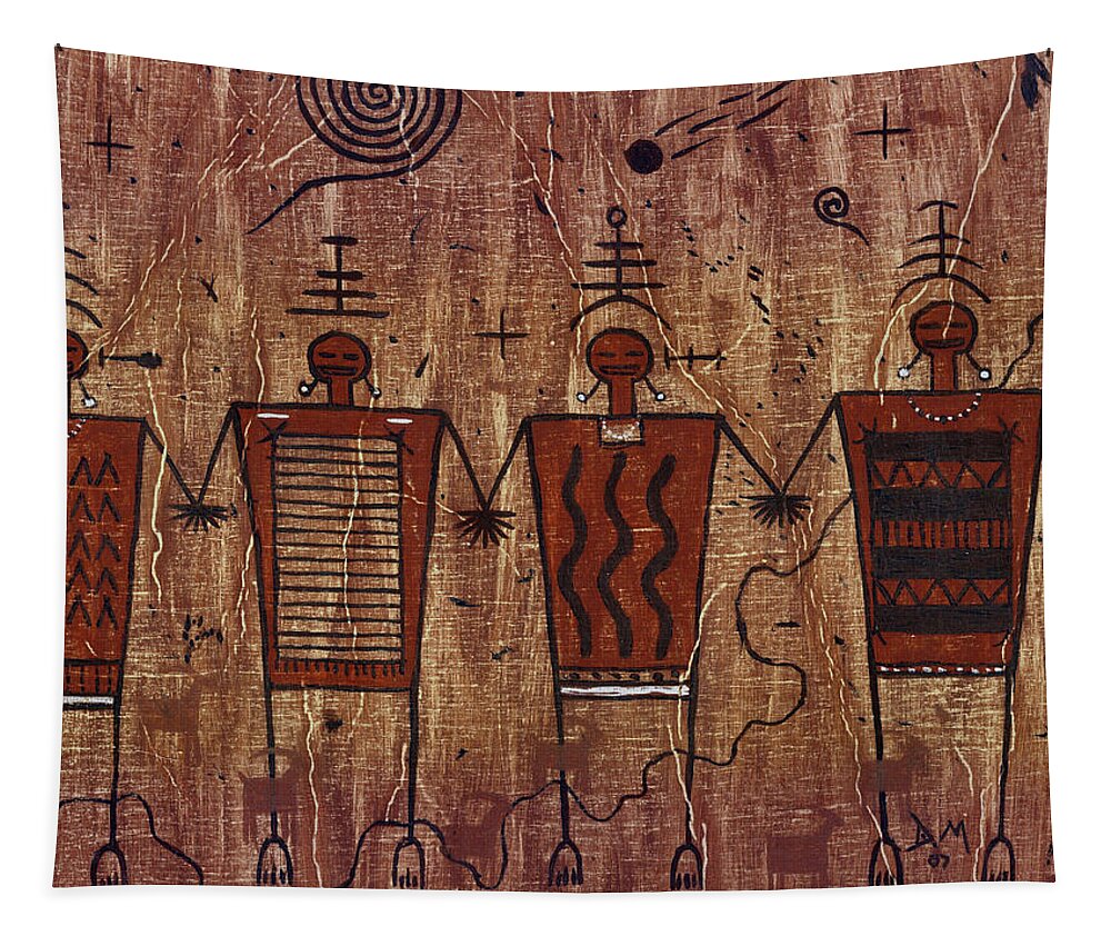 Pictographs Tapestry featuring the painting Ancient Friends of The Four Corners by Doug Miller