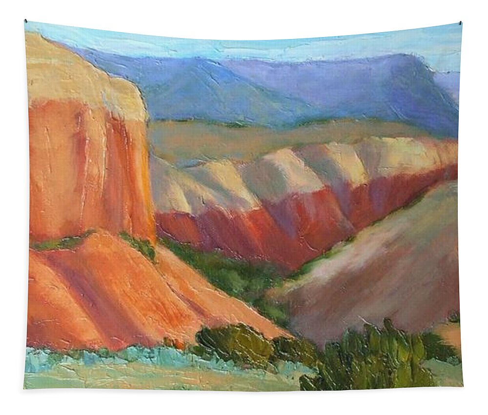Landscape Tapestry featuring the painting Ancient Hills by Marian Berg