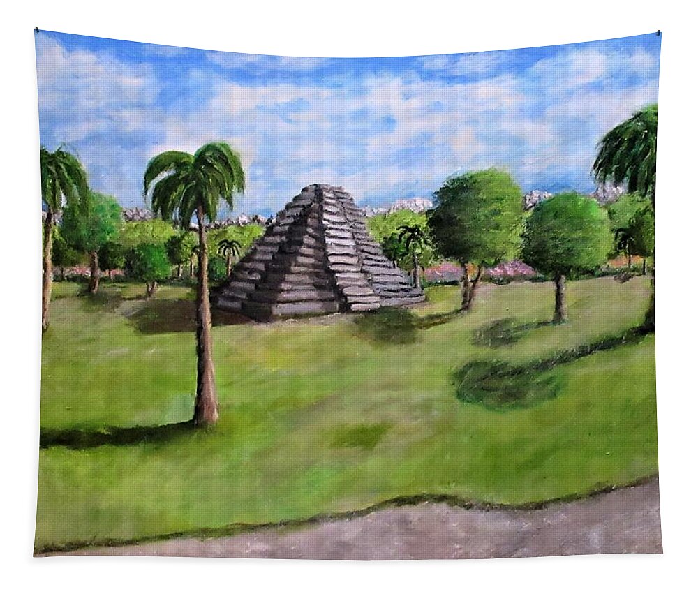 Landscape Tapestry featuring the painting Ancient Ascension Tomb by Gregory Dorosh