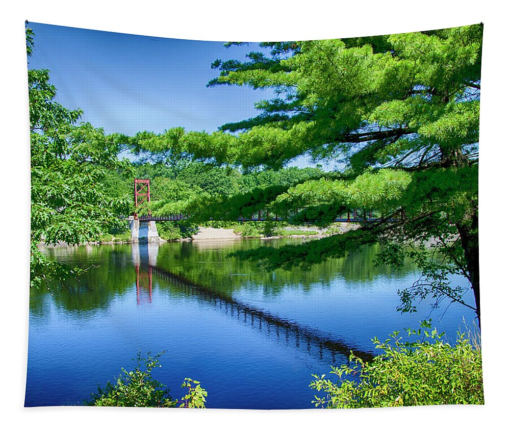 Androscoggin Tapestry featuring the photograph Androscoggin Swing Bridge by Anthony M Davis