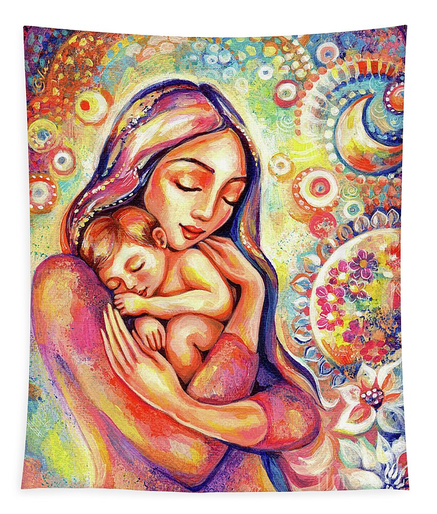 Mother And Child Tapestry featuring the painting Angel Dream by Eva Campbell