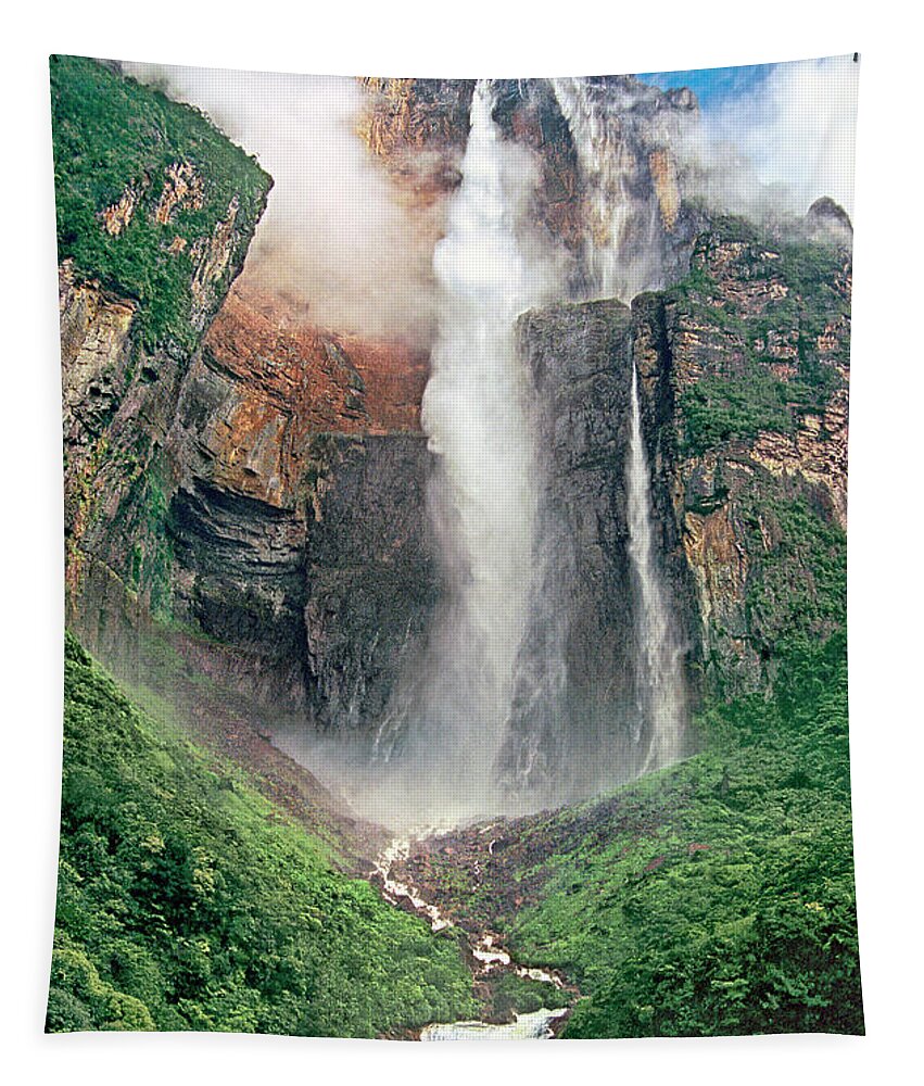 Angel Falls Tapestry featuring the photograph Angel Falls in Venezuela by Dave Welling