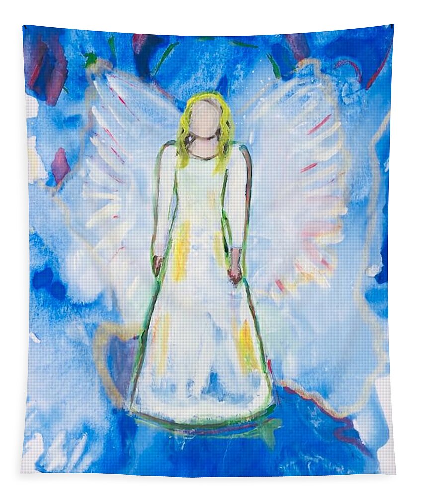 Guardian Angel Tapestry featuring the painting Angel Living Free by Christine Tyler