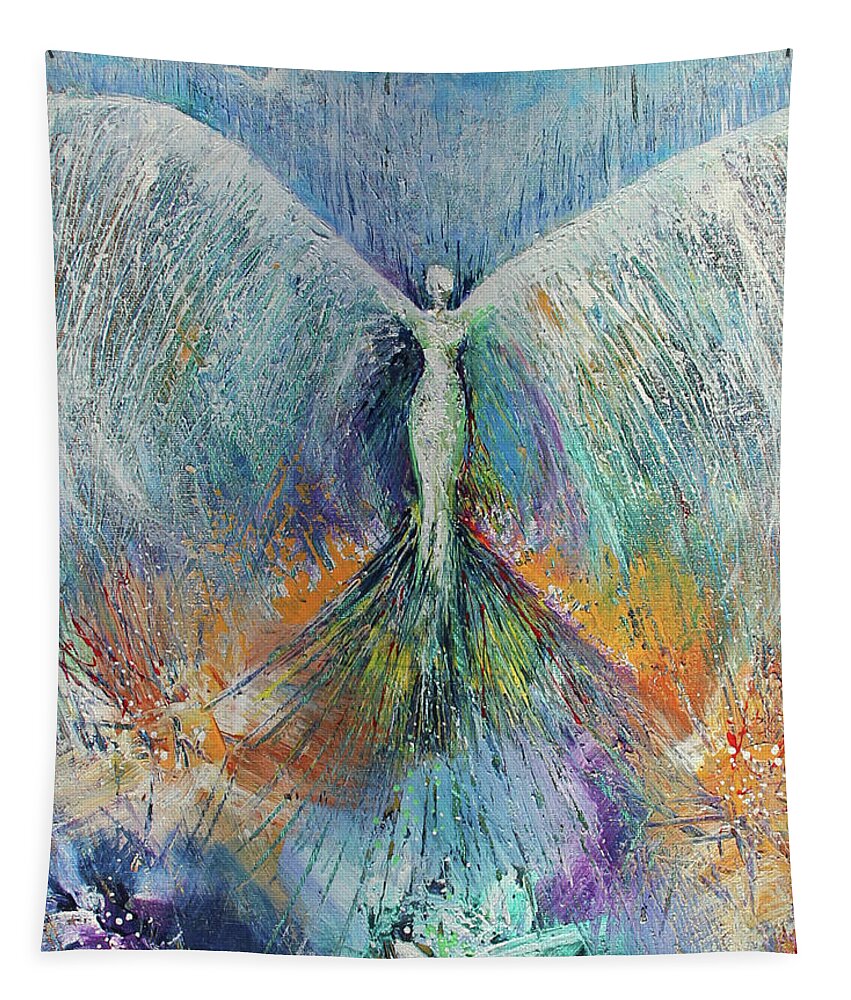 Blue Tapestry featuring the painting Angel by Themayart