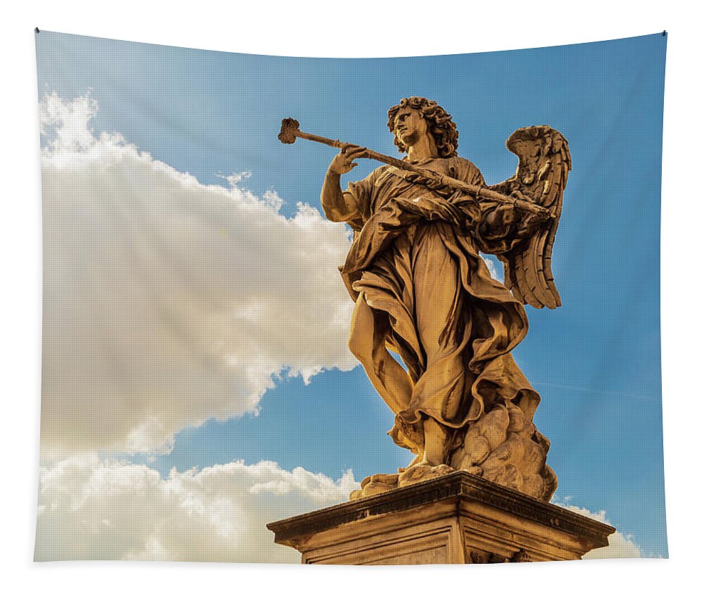 Ponte Sant'angelo Tapestry featuring the photograph Angel with the Sponge by Fabiano Di Paolo