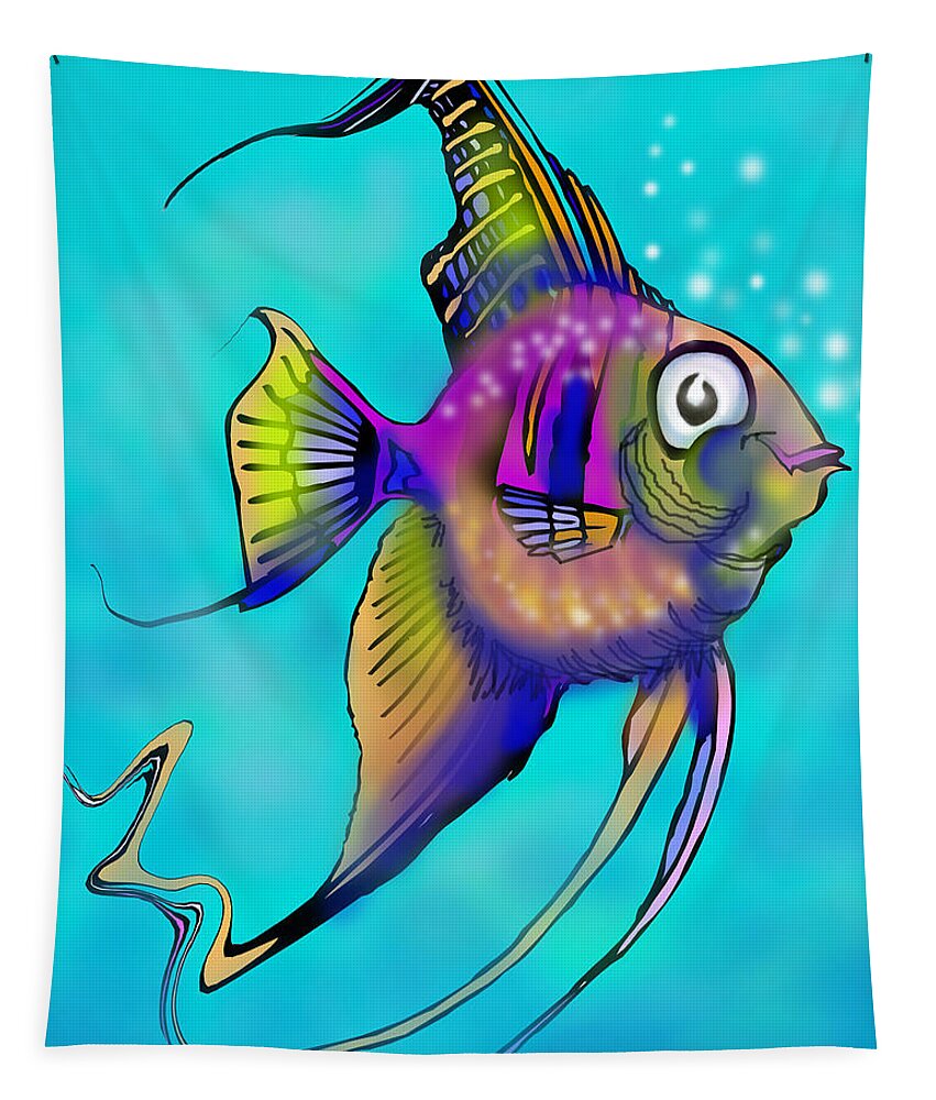 Angelfish Tapestry featuring the painting Angelfish by Kevin Middleton