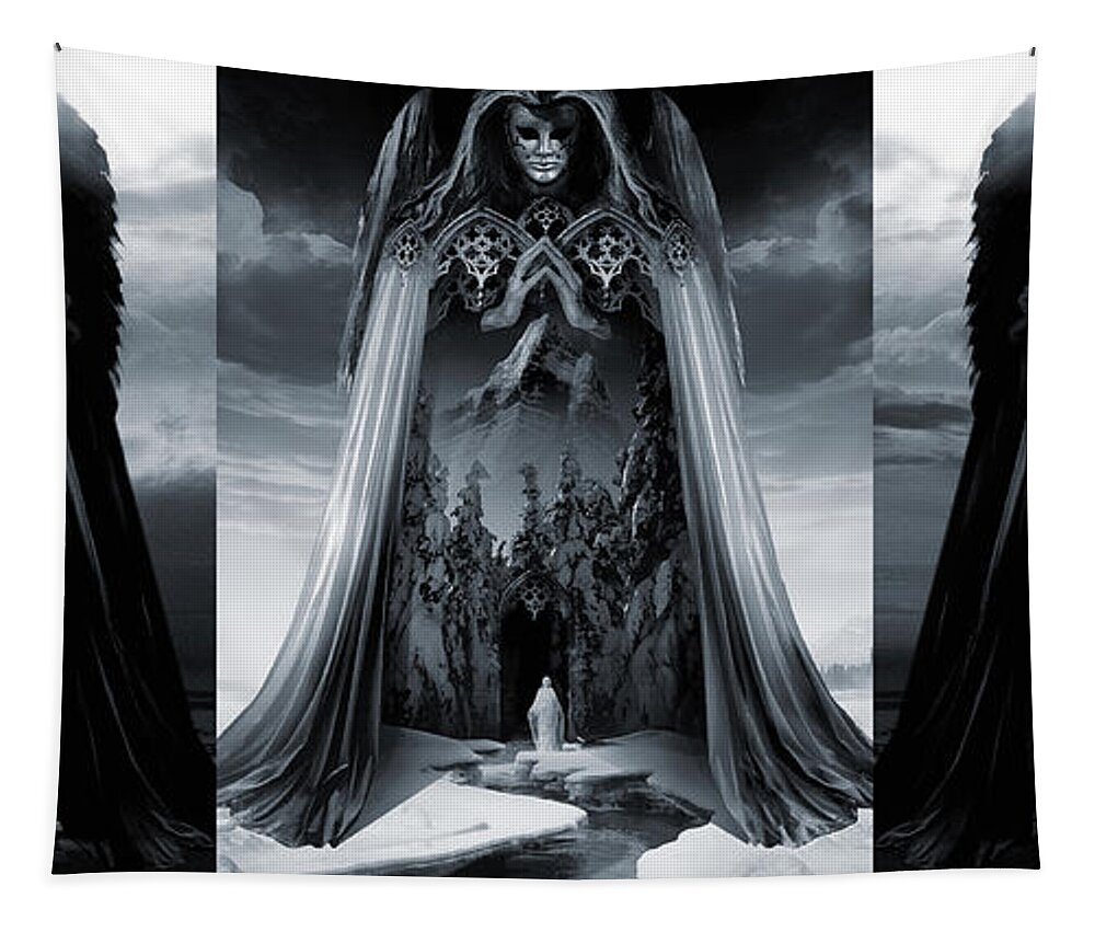  Fallen Angel Demon Religion Faith Skull Death Angels Deities Tapestry featuring the digital art Angels of Infinity Light Mercy by George Grie