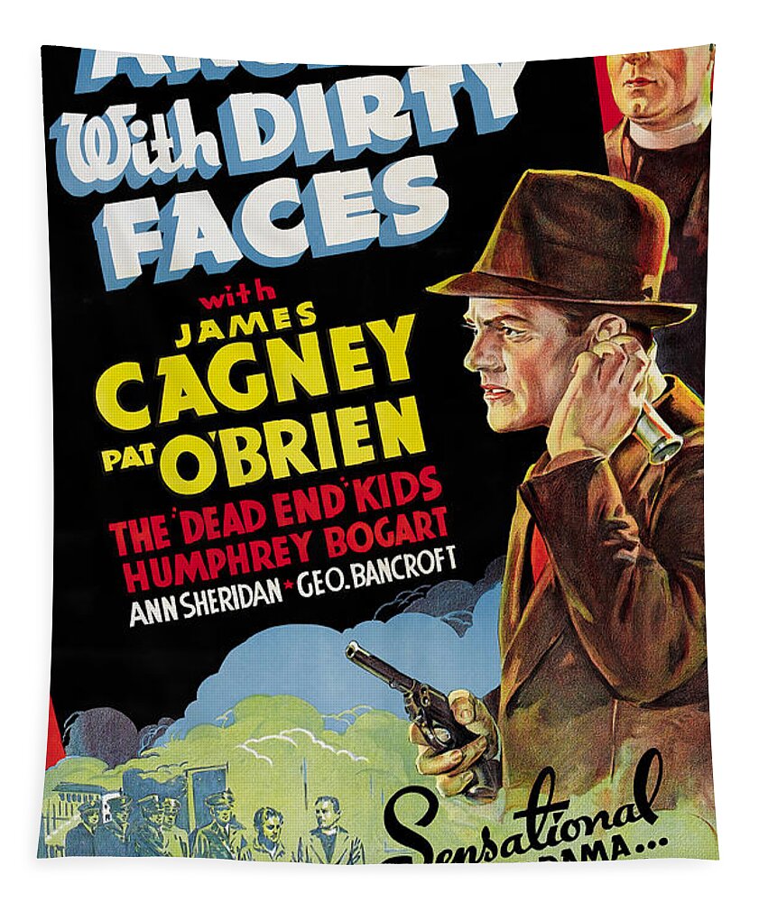 Angels Tapestry featuring the mixed media ''Angels with Dirty Faces'', with James Cagney, 1938 by Movie World Posters