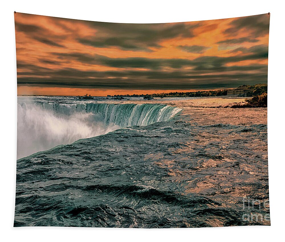 Top Artist Tapestry featuring the photograph Angry Sunset Over Niagara Falls by Norman Gabitzsch