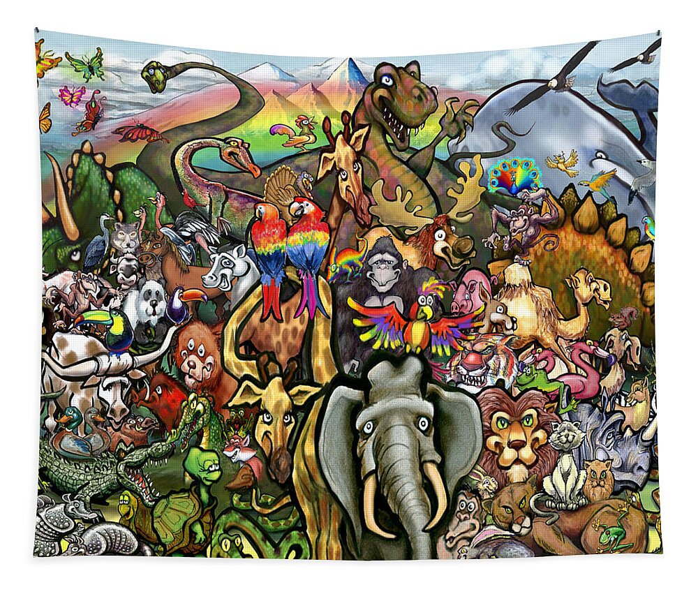 Animals Tapestry featuring the digital art Animals of All Colors Shapes and Sizes by Kevin Middleton