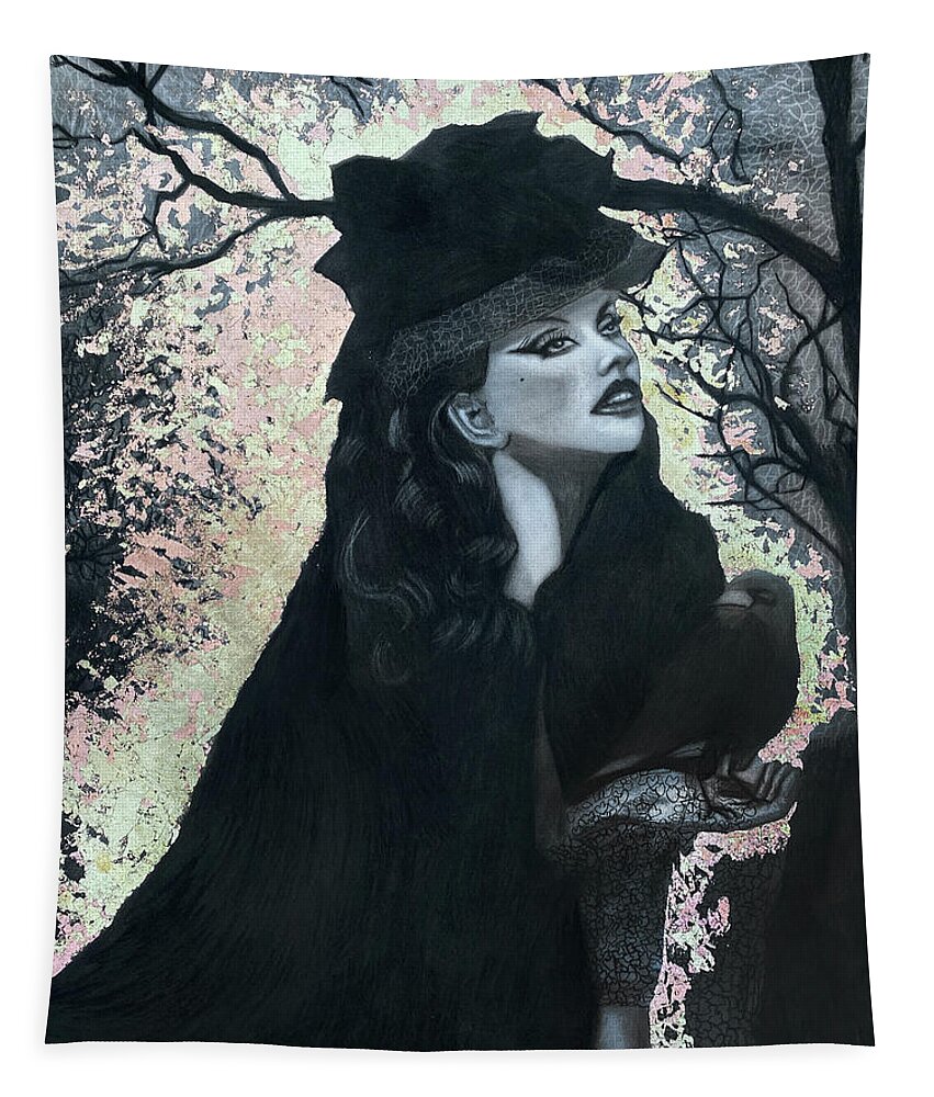 Annabel Lee Tapestry featuring the drawing Annabel Lee by Nadija Armusik