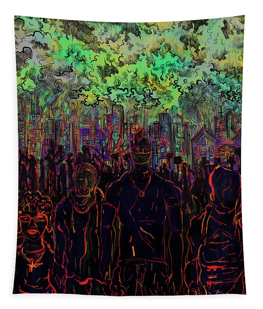 Digital Art Tapestry featuring the digital art Anthropocene Dream by Angela Weddle