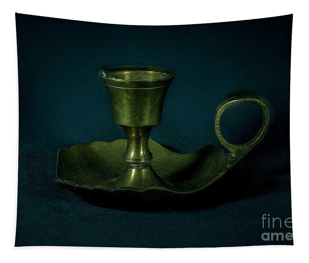 Background Tapestry featuring the photograph Antique Brass Candle Holder Twilight by Pablo Avanzini