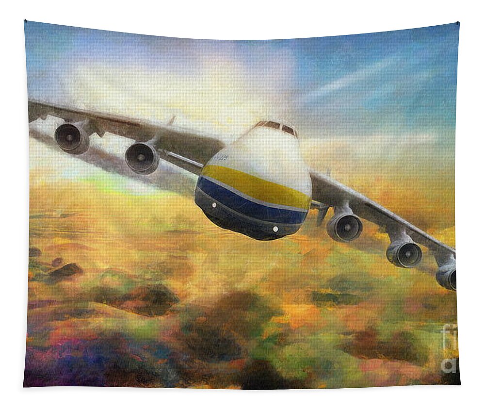 Antonov An-225 Mriya Tapestry featuring the digital art Antonov An-225 Mriya, Cossack by Jerzy Czyz