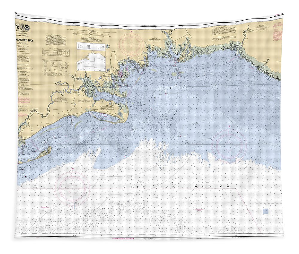 Apalachee Bay Tapestry featuring the digital art Apalachee Bay, NOAA Chart 11405 by Nautical Chartworks