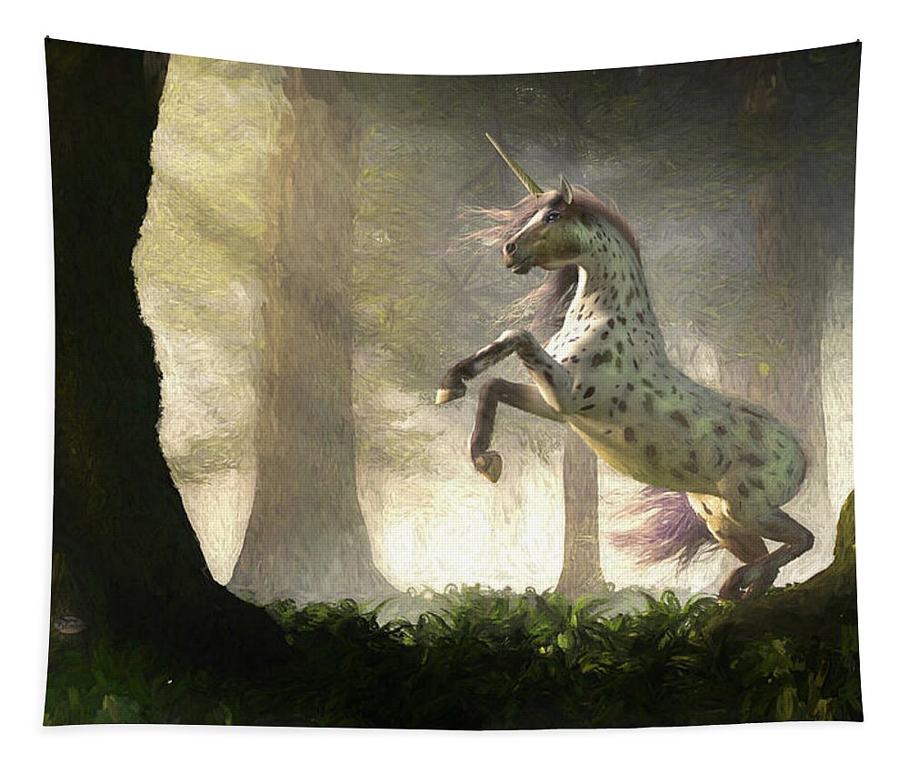 Appaloosa Tapestry featuring the digital art Appaloosa Unicorn by Daniel Eskridge