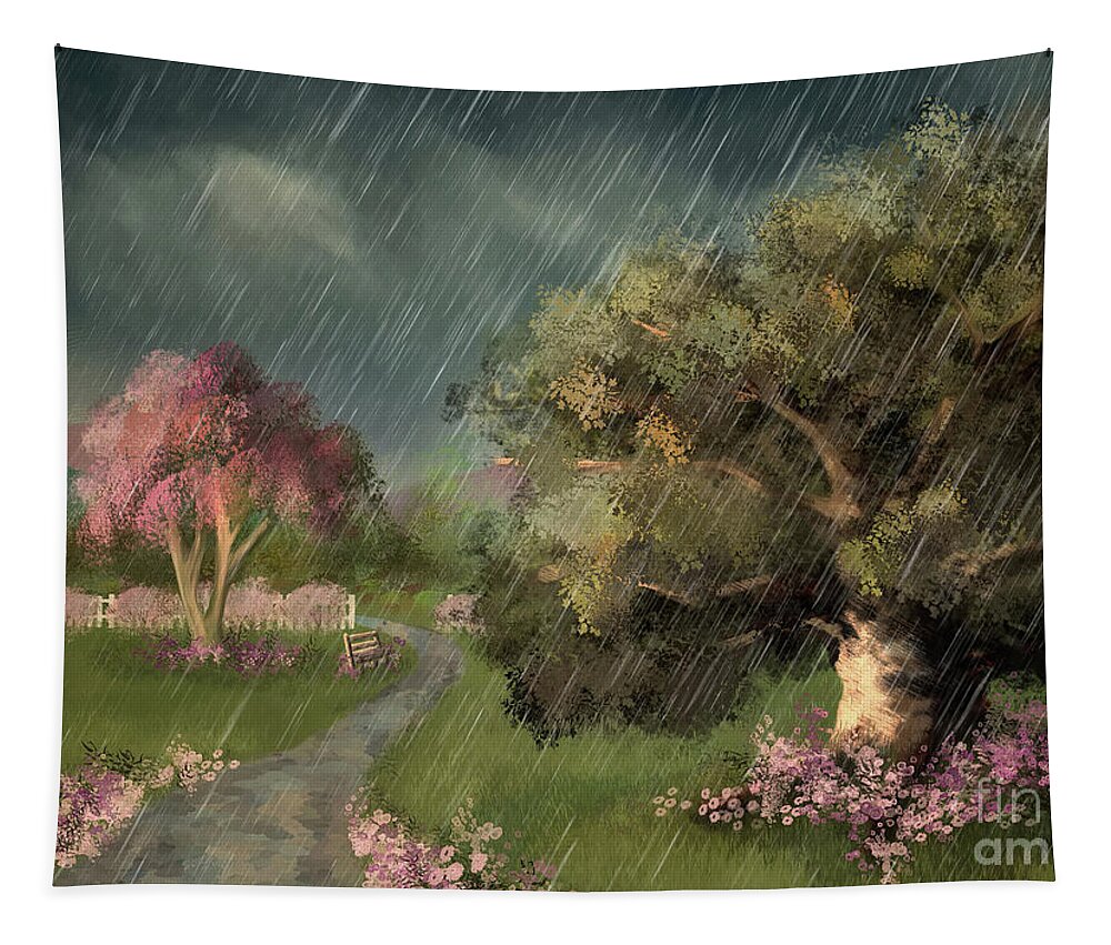 Spring Tapestry featuring the digital art April Showers And May Flowers by Lois Bryan