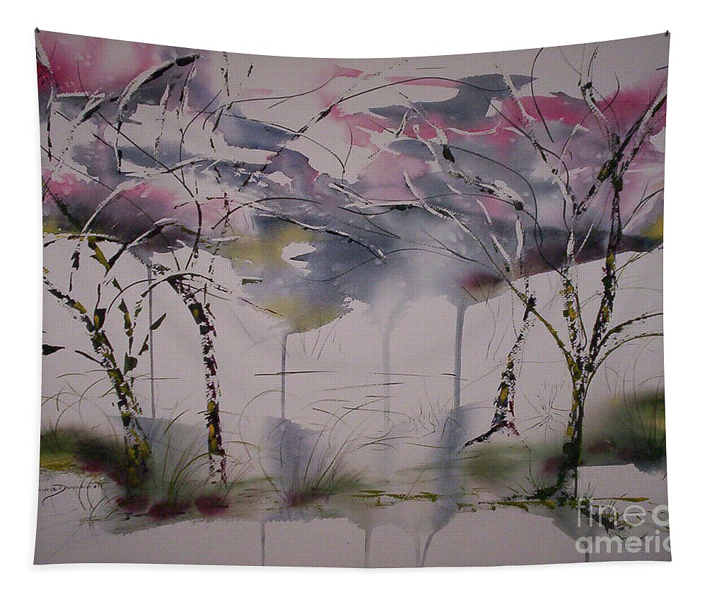 Plant Tapestry featuring the painting Miss Maci's April Showers by Catherine Ludwig Donleycott
