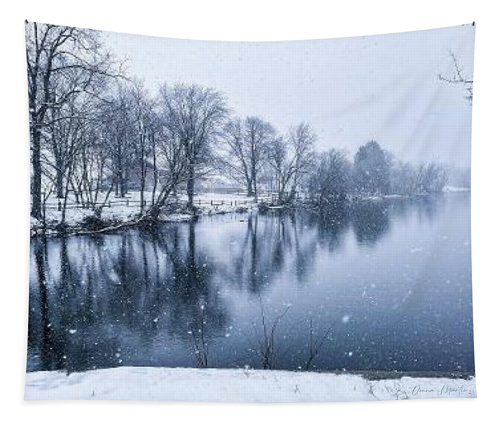 Rivers Tapestry featuring the photograph April Snow on the White River by Donna Martin
