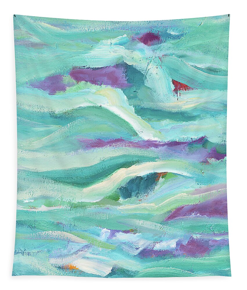 Abstract Tapestry featuring the painting Aqua Seascape by Maria Meester