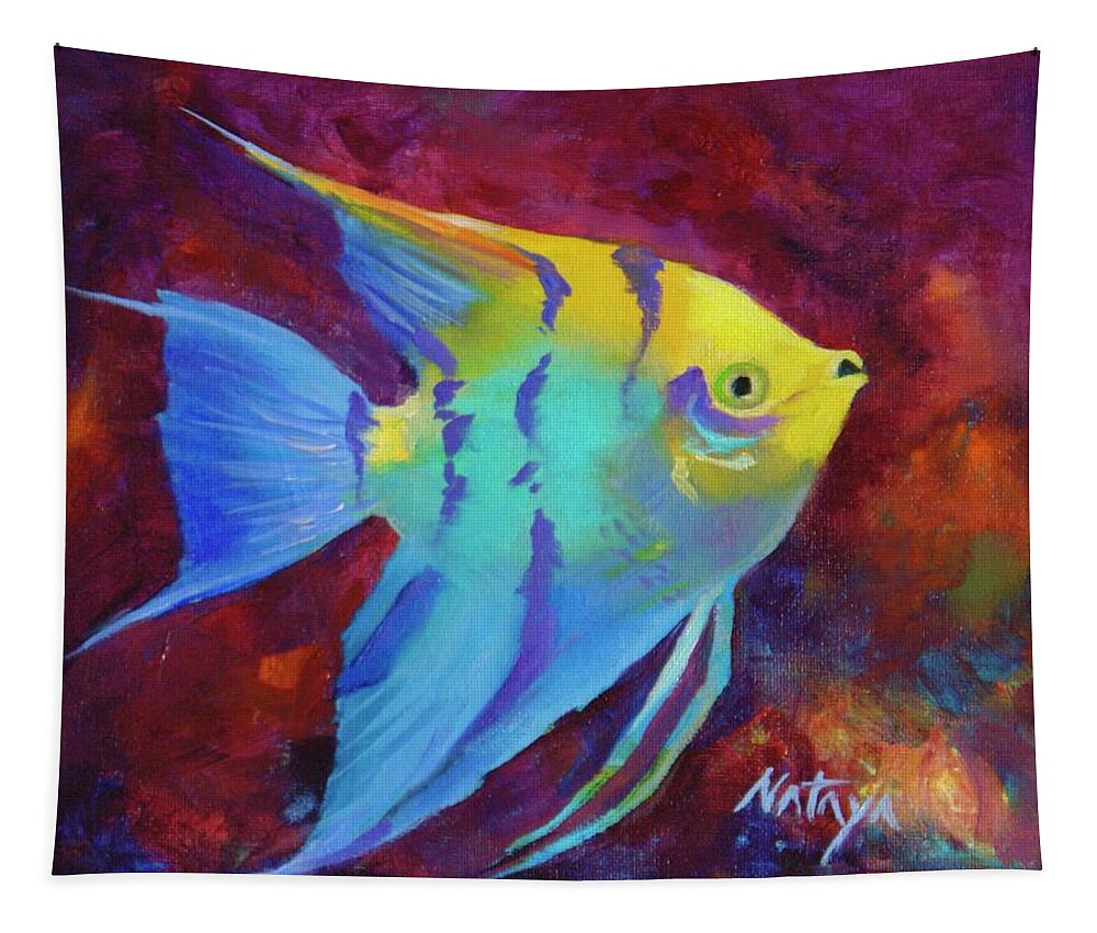 Aquatic Tapestry featuring the painting Aquatic Angel by Nataya Crow
