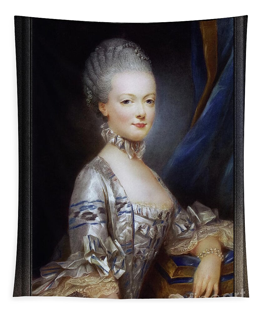 Archduchess Maria Antonia Of Austria Tapestry featuring the painting Archduchess Maria Antonia of Austria by Joseph Ducreux Classical Fine Art Old Masters Reproduction by Rolando Burbon