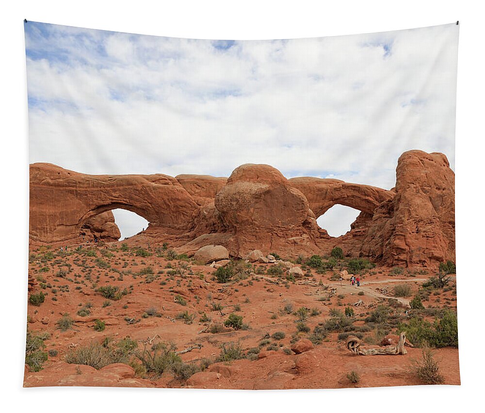Arches National Park Tapestry featuring the photograph Arches National Park - North and South Windows by Richard Krebs