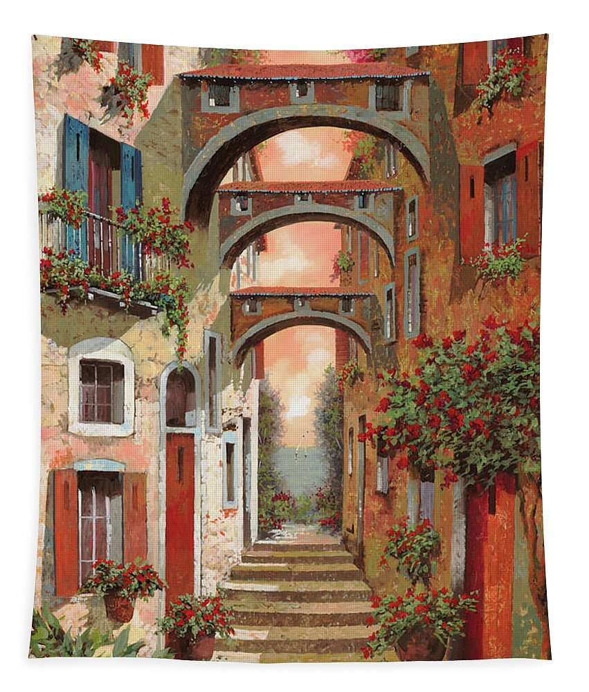 Arches Tapestry featuring the painting Archetti In Rosso by Guido Borelli