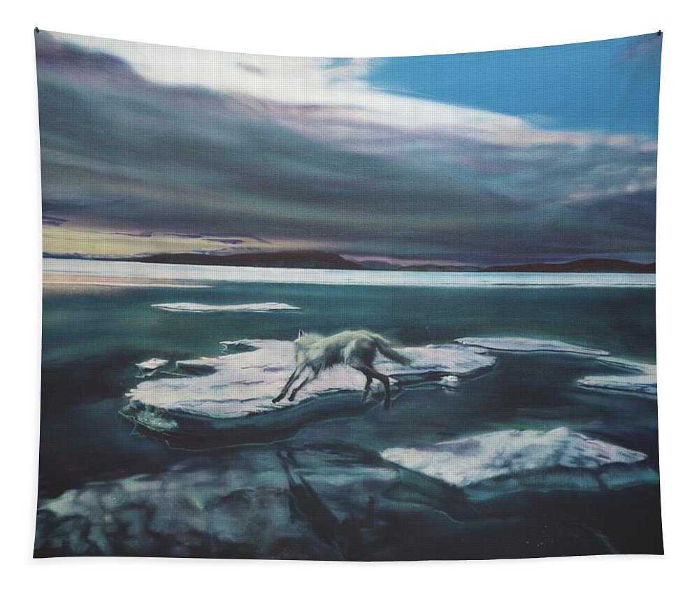 Realism Tapestry featuring the painting Arctic Wolf by Sean Connolly