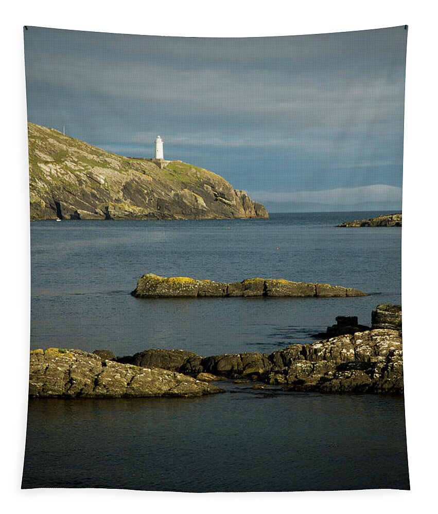 Ardnakinna Lighthouse Tapestry featuring the photograph Ardnakinna Lighthouse Portrait by Mark Callanan