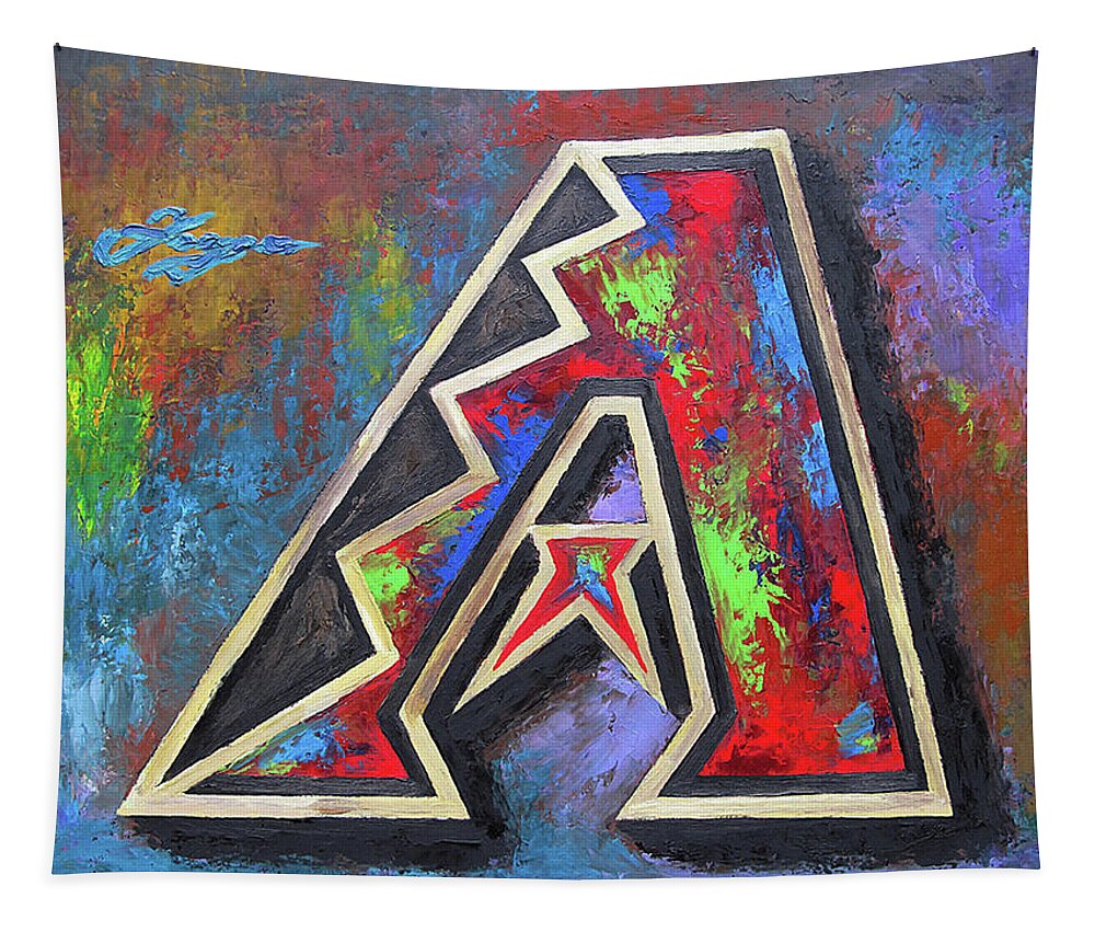 Arizona Diamondbacks Tapestry featuring the painting Arizona Diamondbacks baseball by Dan Haraga