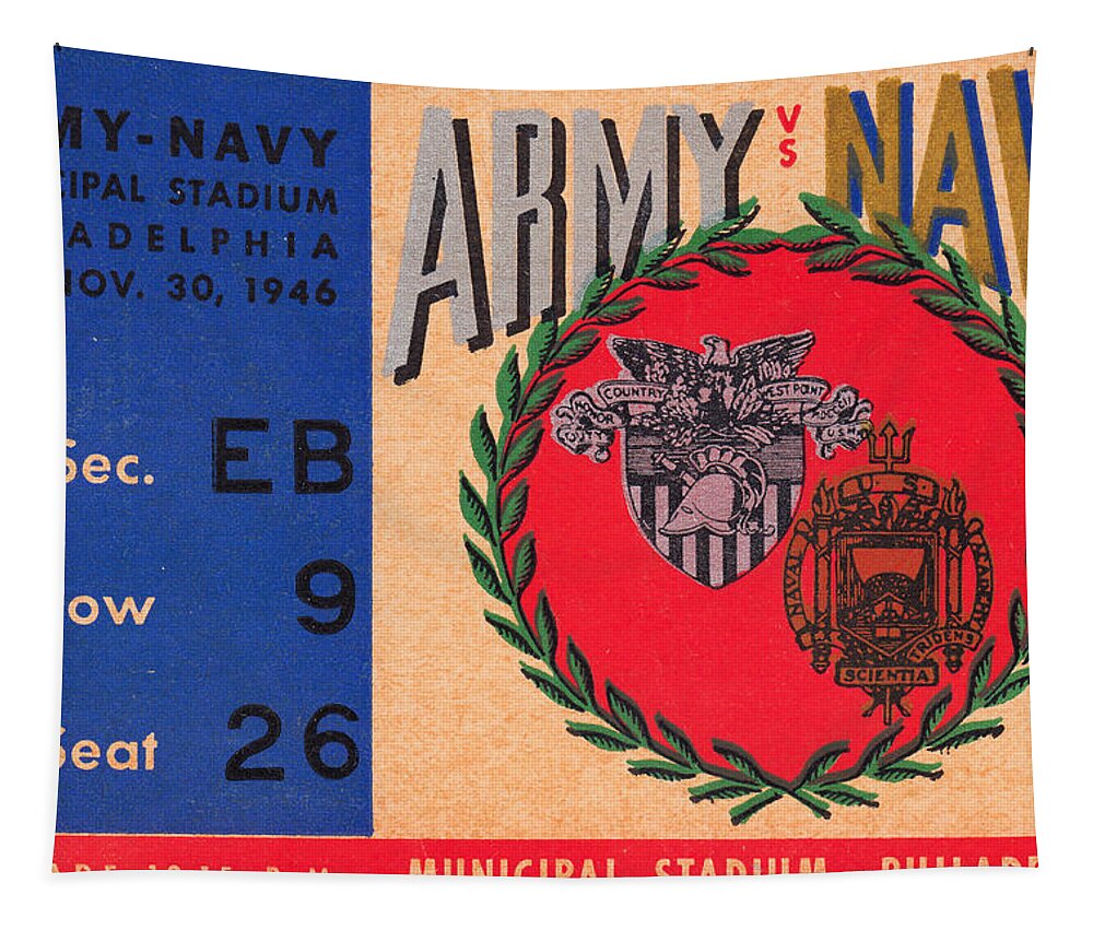 Army Navy Football Art Tapestry featuring the mixed media Army Navy Game 1946 by Row One Brand