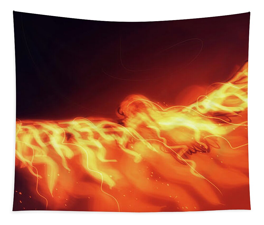 Eagles Tapestry featuring the digital art Art - Eagle of Fire by Matthias Zegveld