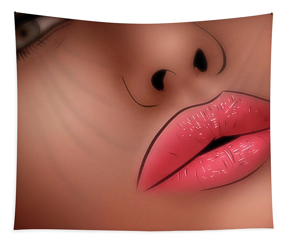 Kiss Tapestry featuring the digital art Art - Fruitful Lips by Matthias Zegveld