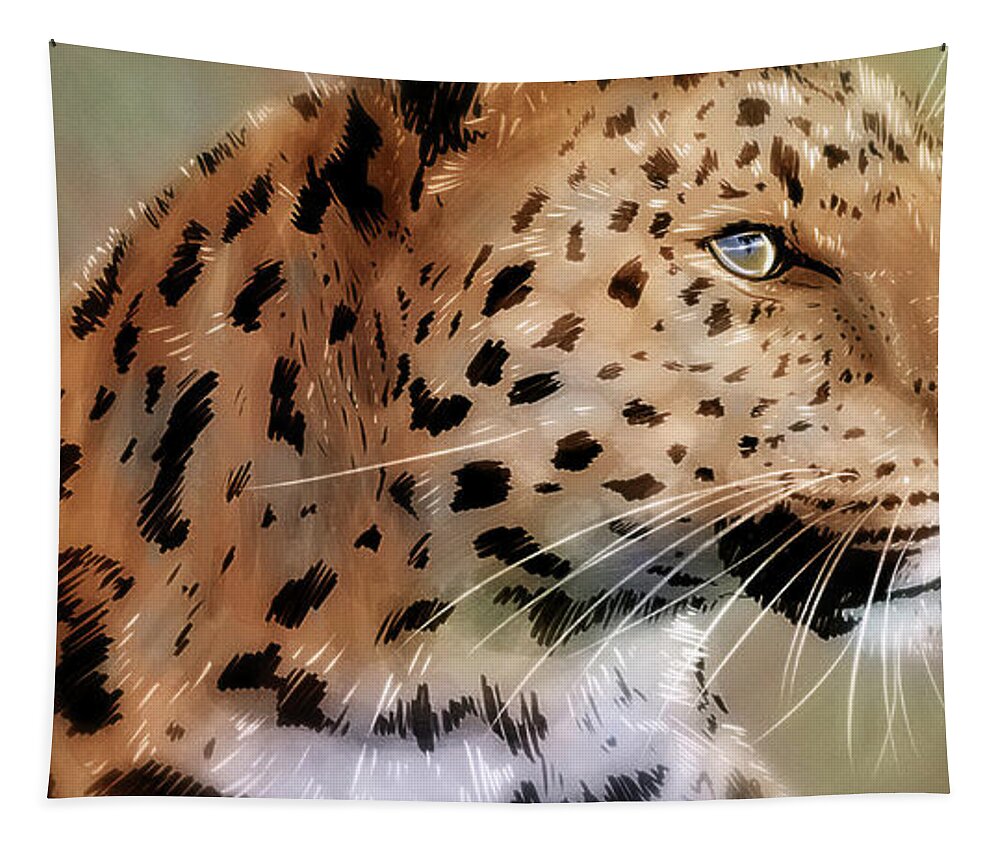 Leopard Tapestry featuring the digital art Art - Impression of the Leopard by Matthias Zegveld