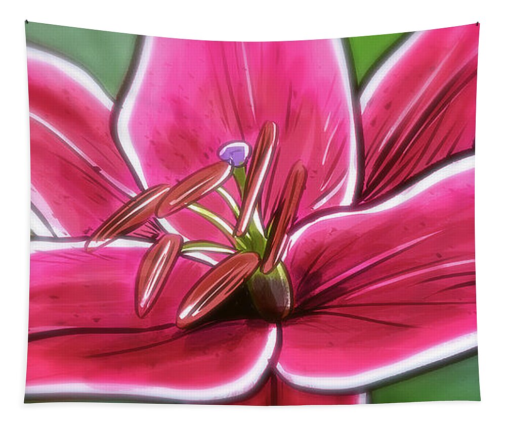 Flowers Tapestry featuring the digital art Art - Lily in the Field by Matthias Zegveld