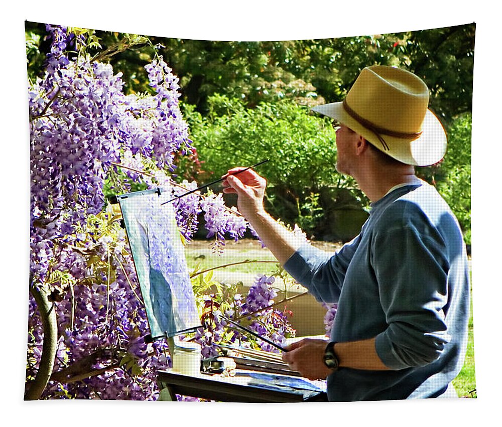 Color Tapestry featuring the photograph Artist with Canvas by Alan Hausenflock