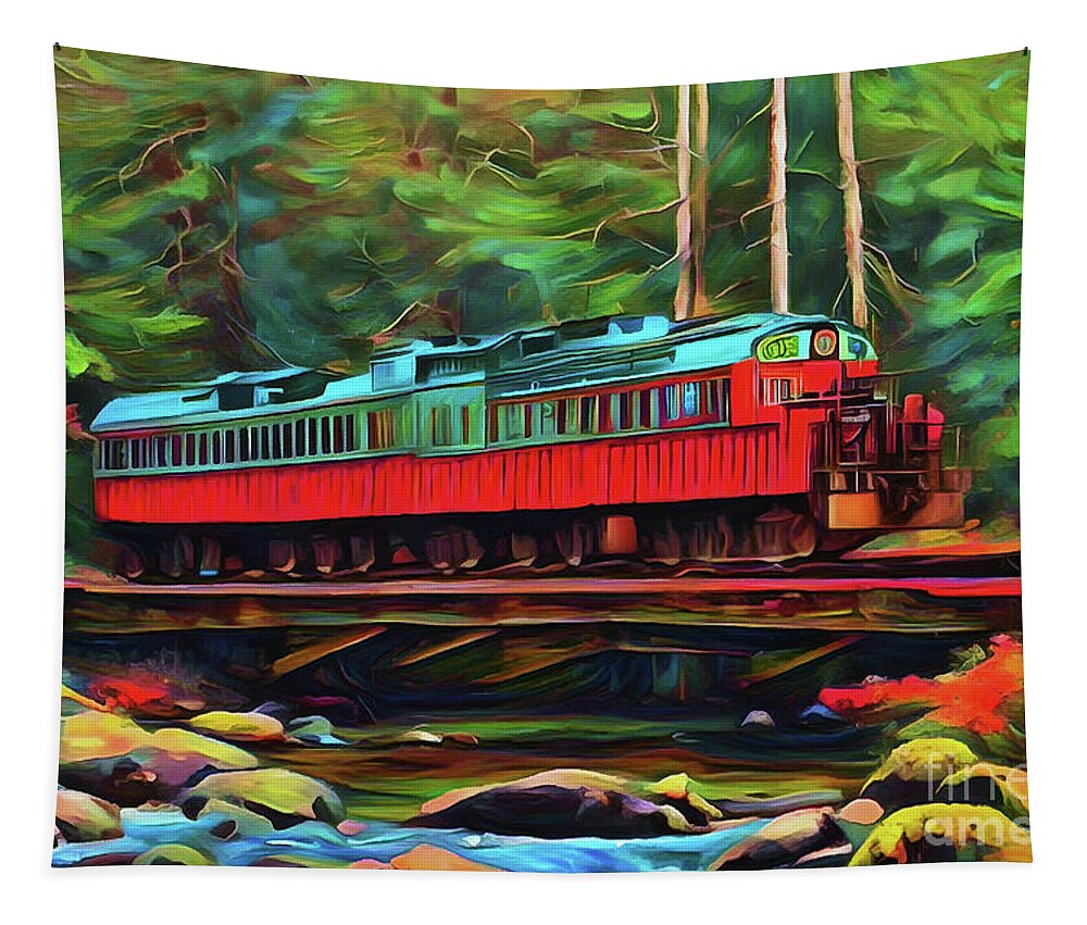 Train Tapestry featuring the mixed media Artistic Trains V1 by Marty's Royal Art