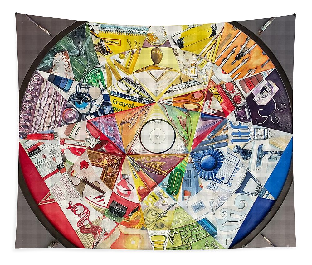 Color Tapestry featuring the painting Artist's Color Wheel by Merana Cadorette