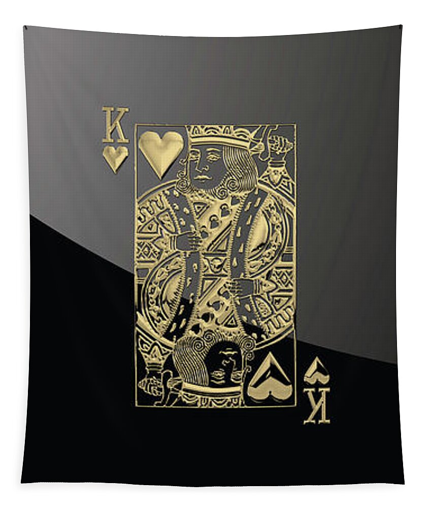 'gamble' Collection By Serge Averbukh Tapestry featuring the digital art King of Hearts in Gold on Black by Serge Averbukh
