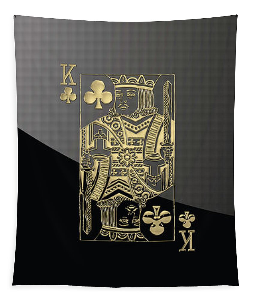 'gamble' Collection By Serge Averbukh Tapestry featuring the digital art King of Clubs in Gold on Black  by Serge Averbukh